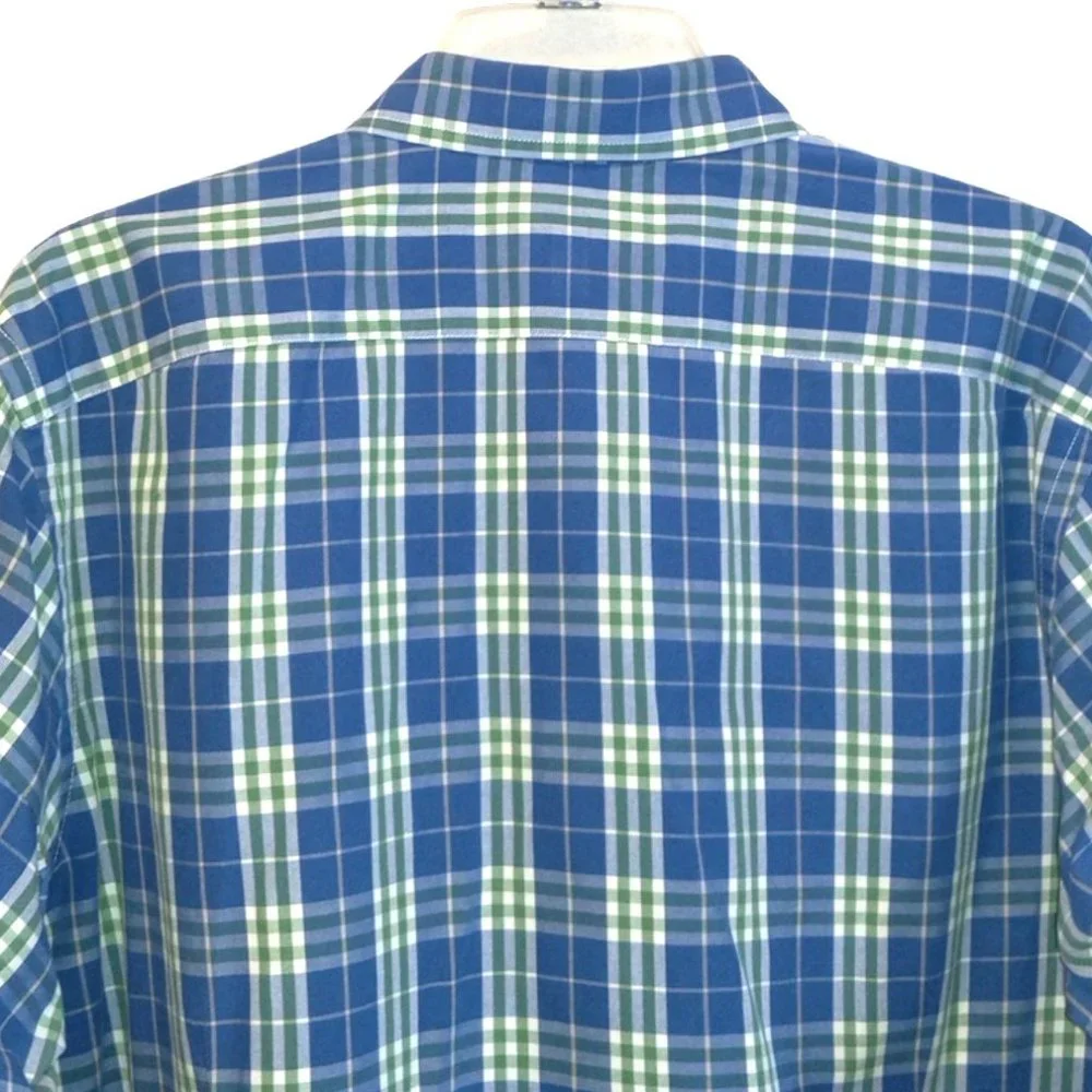 Banana Republic Men's Plaid Shirt Long Sleeve Button Up Sz L Pocket Green/Blue